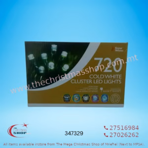COLD WHITE CLUSTER LED LIGHTS WITH TIMER 9.3MT- 720LED 347329