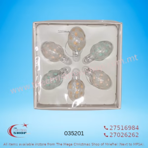 BOX OF 6 GLASS HANGING DECORATION 035201