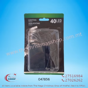 40 LED BATTERY OPERATED LIGHTS GREEN WIRE 4 MT WARM WHITE 047856