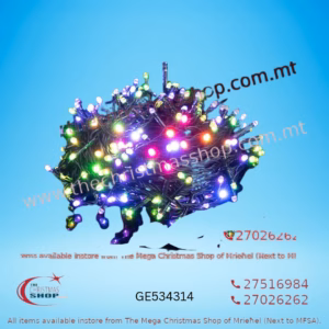 240 LED LIGHT WITH 8HR TIMER FOR OUTDOOR/INDOOR 9.6+5MT MULTI COLOR. GE534314