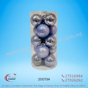 BOX OF 12 PURPLE BAUBLES 7CM - 200734