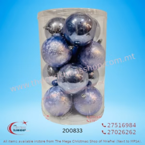 BOX OF 12 PURPLE BAUBLES 8CM - 200833