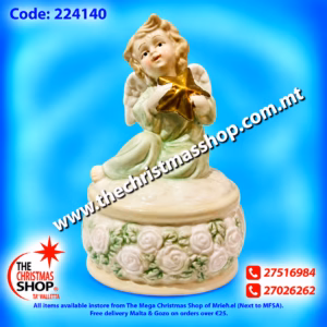 SITTING ANGEL HOLDING A STAR ON ROUND JEWEL BOX 224140