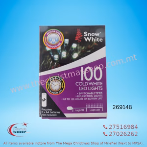 100 BATTERY OPERATED LED LIGHTS  FOR OUTDOOR WITH TIMER.9.9MT ICE WHITE 269148