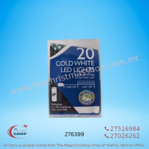 20 BATTERY OPERATED LED LIGHTS ICE WHITE. 1.9MT 276399