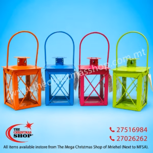 CANDLE HOLDER METAL LANTERN ASSORTED COLOURS GE345224