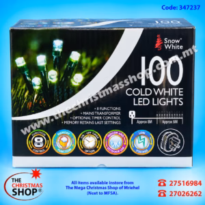 100 LED STRING LIGHT WITH TIMER FOR OUTDOOR. 5+5MT ICE WHITE. PMS347237