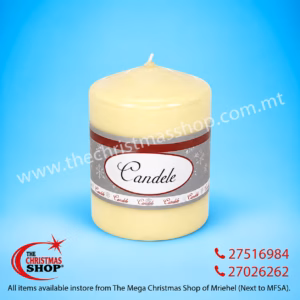 CREAM COLOURED CANDLE. 7.5X10CM DE347355