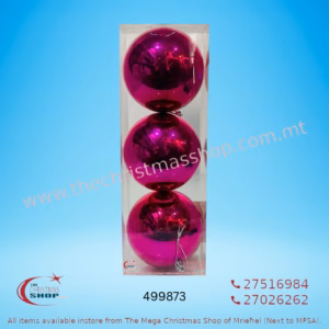 BOX OF 3 PINK BAUBLES 10CM - 499873