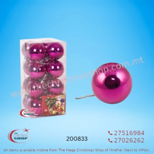 BOX 16 FUCHSIA CHRISTMAS BALLS - 499941