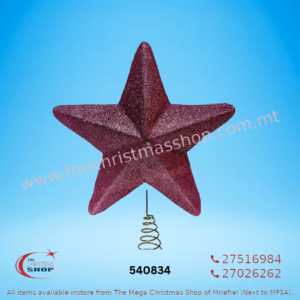 GLITTERED PINK CHRISTMAS TREE END STAR 540834
