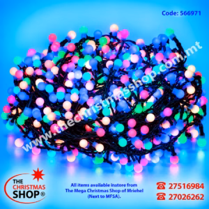 100 LED MULTICOLOUR BALL LIGHTS 5MT. INDOOR AND OUTDOOR USE. PAR566971
