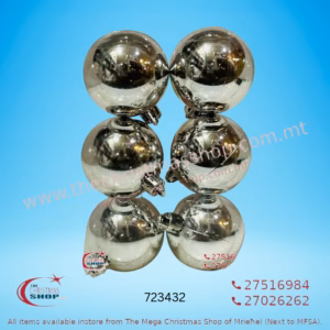 BOX OF 6 SILVER BAUBLES 5CM - 723432