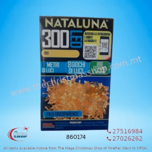 300 LED LIGHTS WITH MEMORY 15MT TRANSPERANT WIRE  GOLD  860174