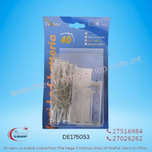 40 LED LIGHTS BATTERY OPERATED FOR INDOOR USE CLEAR WIRE. MULTI COLOR DE175053