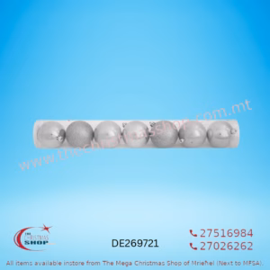 BOX OF 7 SILVER BAUBLES 8CM - DE269721