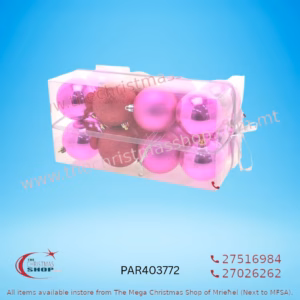 BOX 16 BALLS 8CM (GLOSS / MATT / GLITTER FUCHSIA) PAR403772