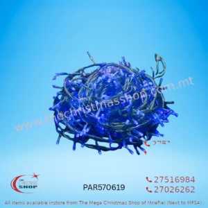 300 LED BLUE LIGHTS. TRANSPARENT WIRE  WITH MEMORY. INDOOR AND OUTDOOR USE. PAR570619