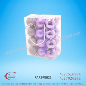 BOX 24 BALLS 6CM (MATT / GLOSS / LILAC GLITTER) PAR975823