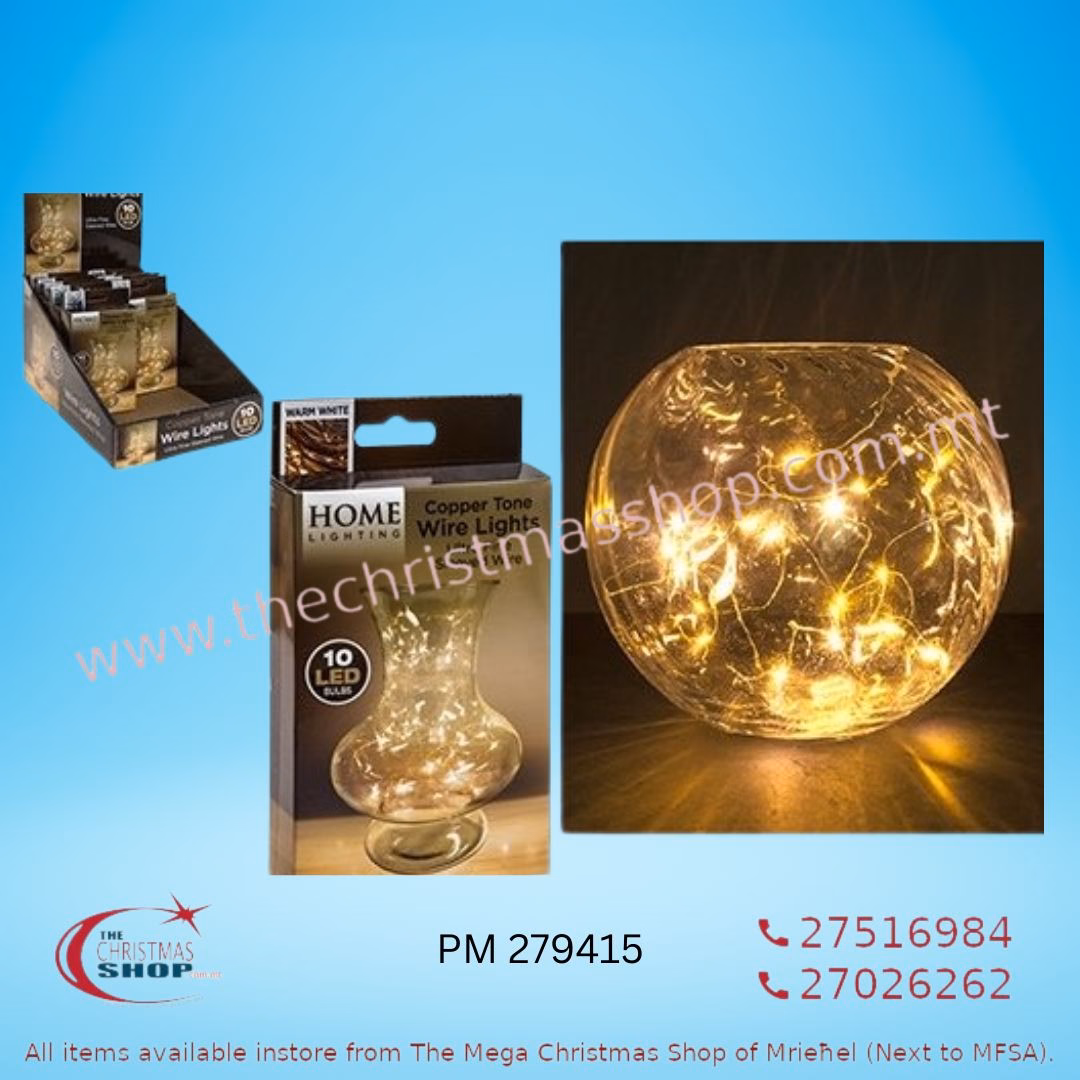 10 Mini Led Warm White Bulbs On Copper Tone Wire PM 279415