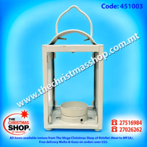METAL WHITE LANTERN 16X8CM - 451003