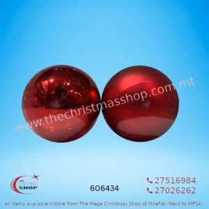 CHRISTMAS RED BAUBLES SET OF 2 , 8 CM, 606434