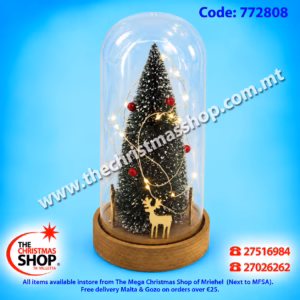 CHRISTMAS TREE WITH LIGHT IN A DOME 25CM - 772808