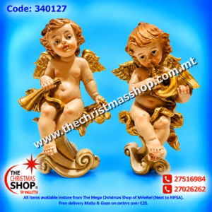 SET OF 2 ANGELS WITH GOLDEN WINGS 18X10CM - 340127