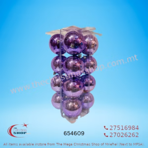 BOX OF 16 PURPLE BAUBLES 8CM - 654609
