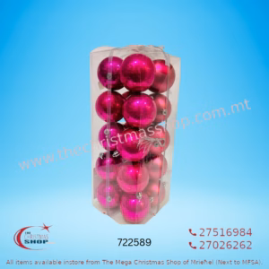 BOX OF 20 PINK BAUBLES 6CM - 722589