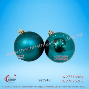 BOX OF 2 TEAL BAUBLES 8CM - 925948