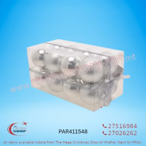 BOX OF 16 SILVER BAUBLES 8CM - PAR411548