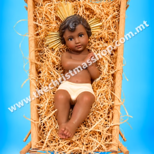BLACK BABY JESUS WITH CRIB. SIZE 25CMS. SA25B