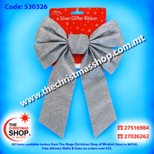 SILVER GLITTERD BOW - 530326