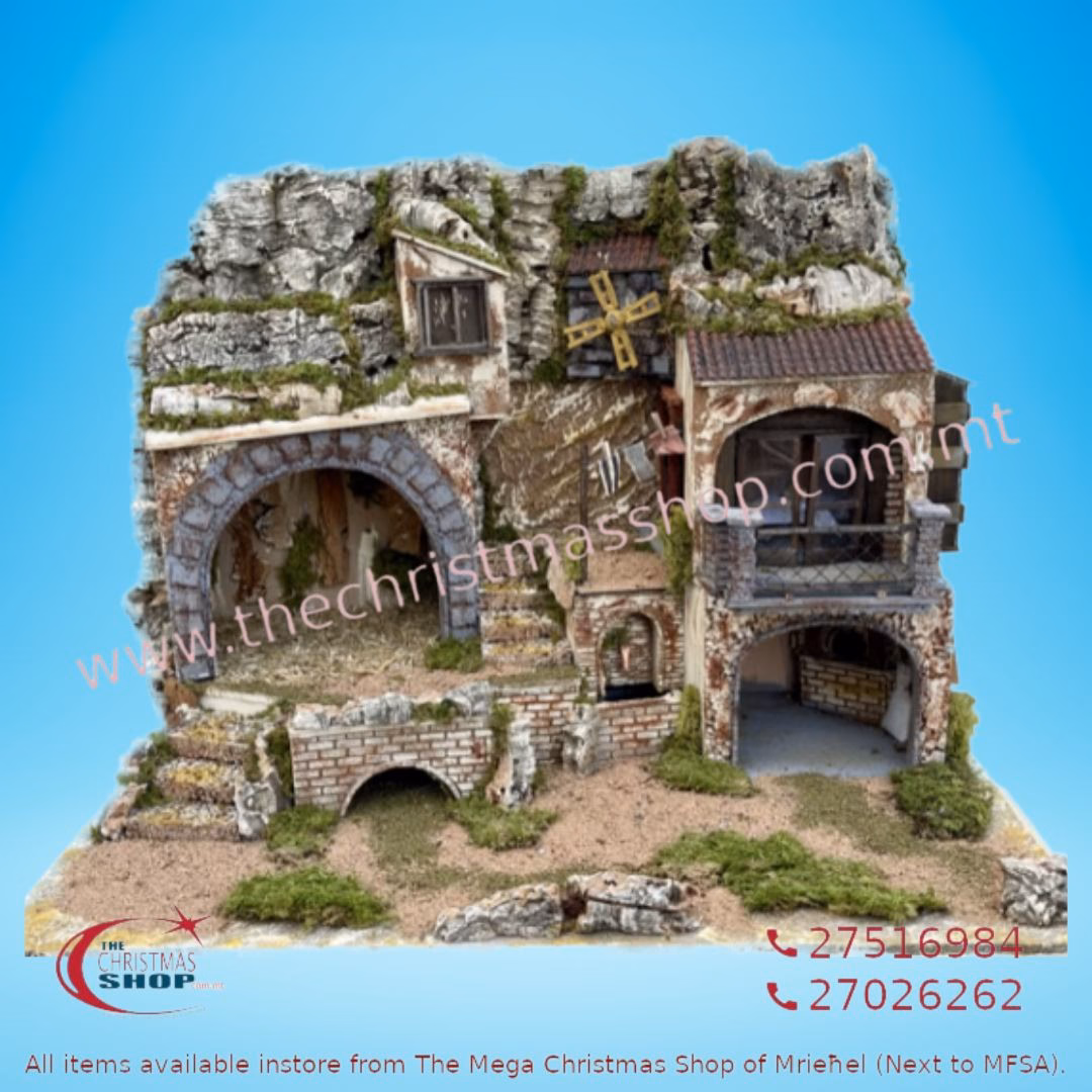 CHRISTMAS CRIB WITH WINDMILL , WATER PUMP AND OVEN - PR12