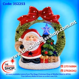 CERAMIC SANTA WITH BATTERY OPERATED LED LIGHTS - 352253
