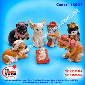 SET OF 7 RESIN CATS NATIVITY 10CM JAV116004