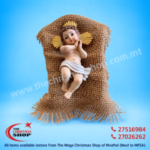 RESIN BABY JESUS WITH CRIB 10CM JAV23281