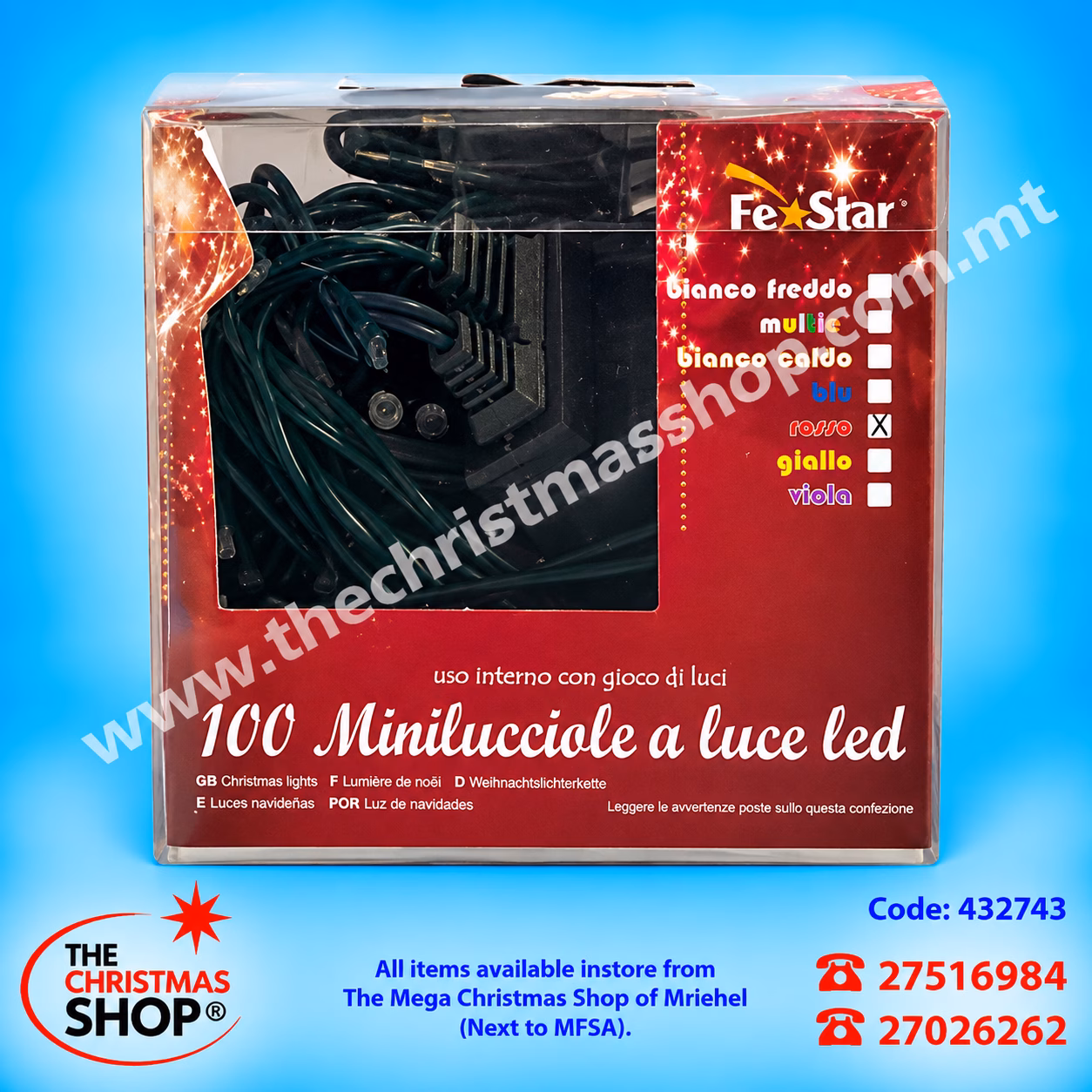 100 LED LIGHTS FOR INDOOR RED DE432743