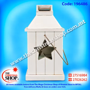 WOODEN WHITE LANTERN 10X20CMS GT196486