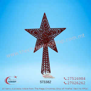 36CMS GLITTERED RED CHRISTMAS TREETOP STAR 573382