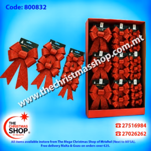SET OF 3 GLITTERED RED BOWS PAR800832