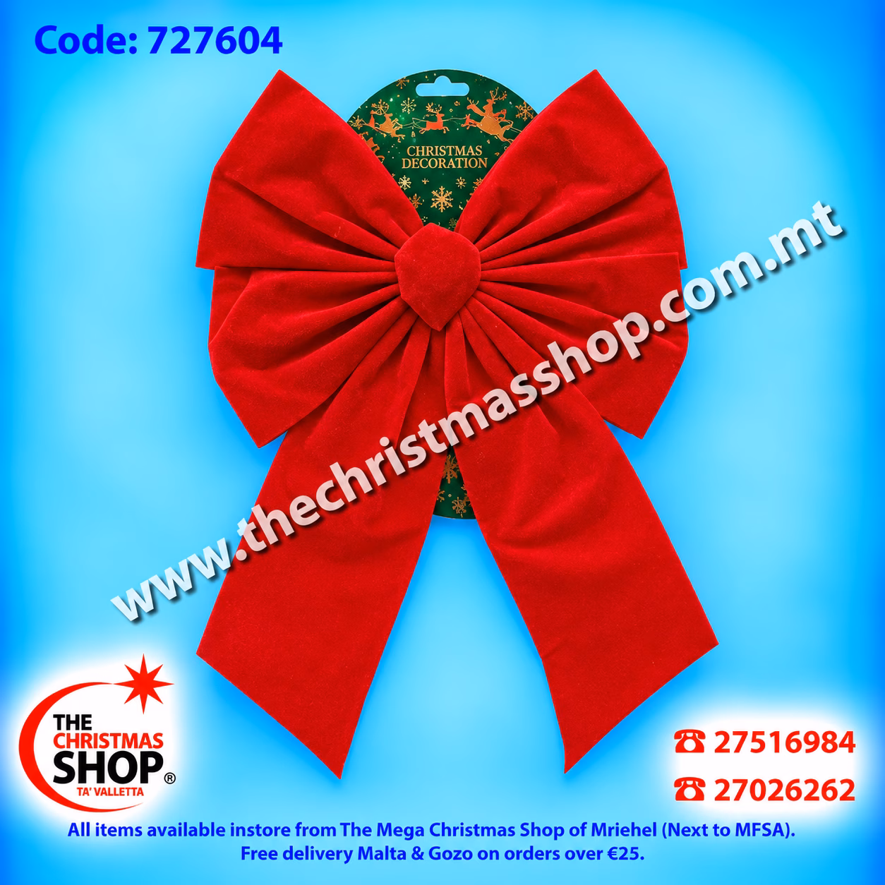 RED LARGE BOW 35X65CMS 727604