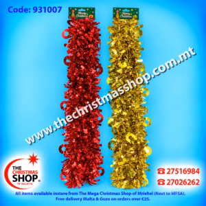 RED TINSILL WITH CIRCLES 2MTRS DZR931007
