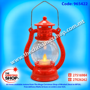 RED COLOR PLASTIC BATTERY OPERATED LANTERN DZR965422