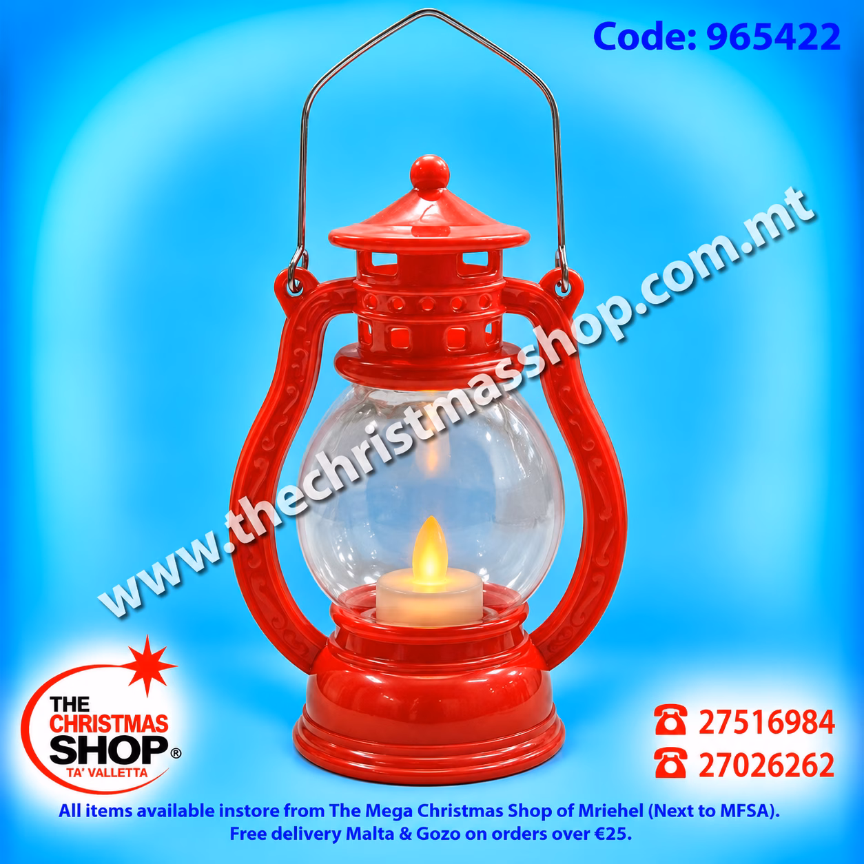 RED COLOR PLASTIC BATTERY OPERATED LANTERN DZR965422