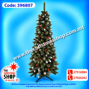 CHRISTMAS TREE PINE WITH CRANBERRIES SLIM 180CMS. 396807