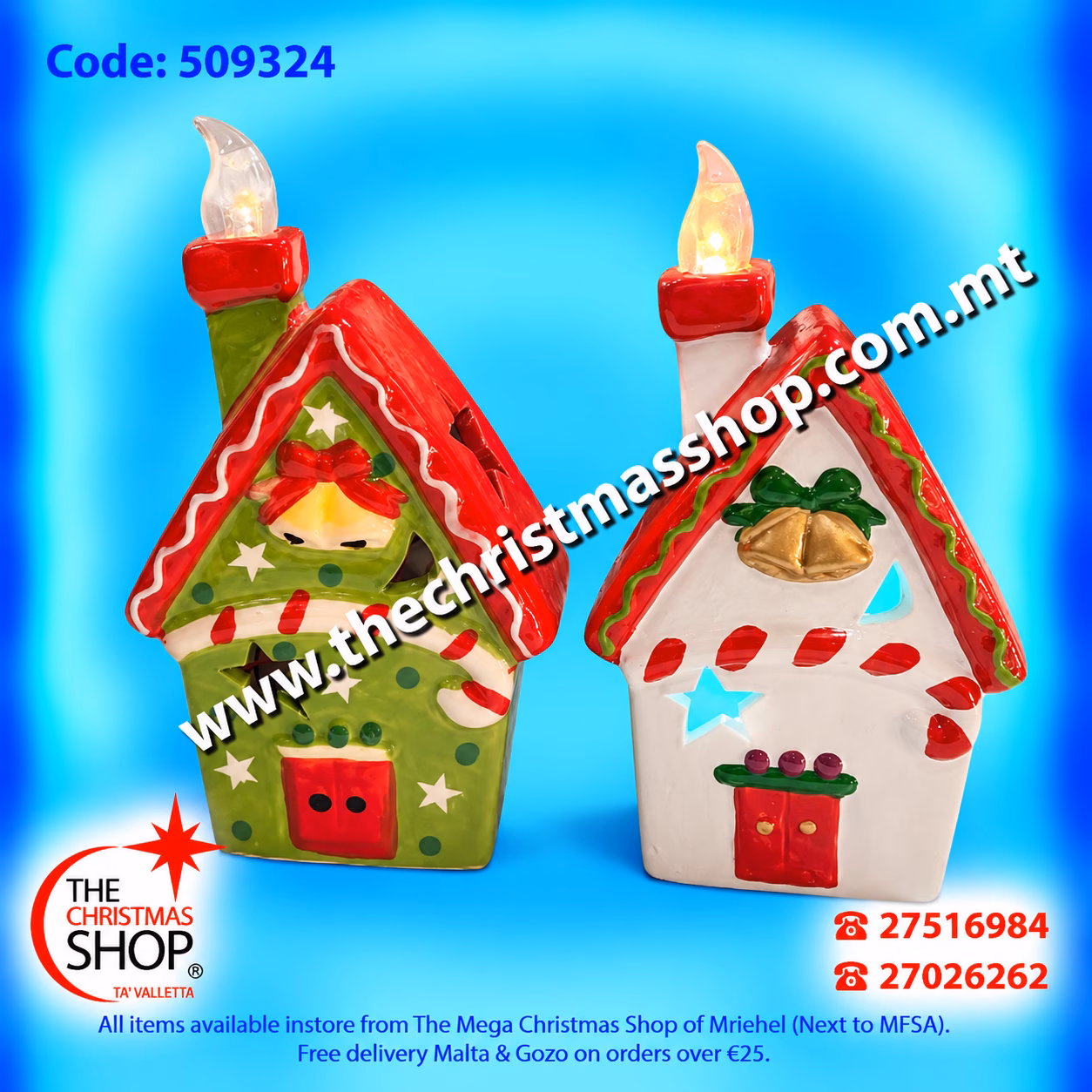 BATTERY OPERATED CERAMIC HOUSE 15CMS 509324