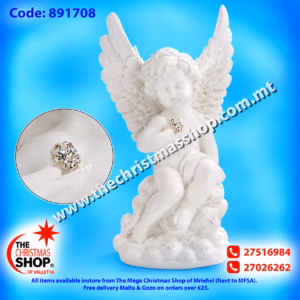 ANGEL WITH GLITTERING STONE, WHITE LARGE. CP891708