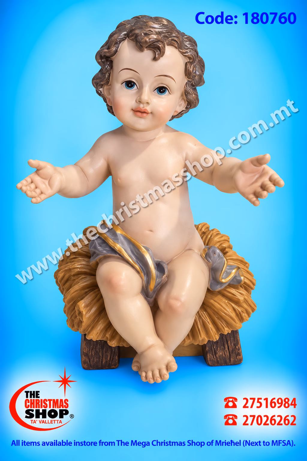 RESIN SITTING BABY JESUS 23CMS JAV180760